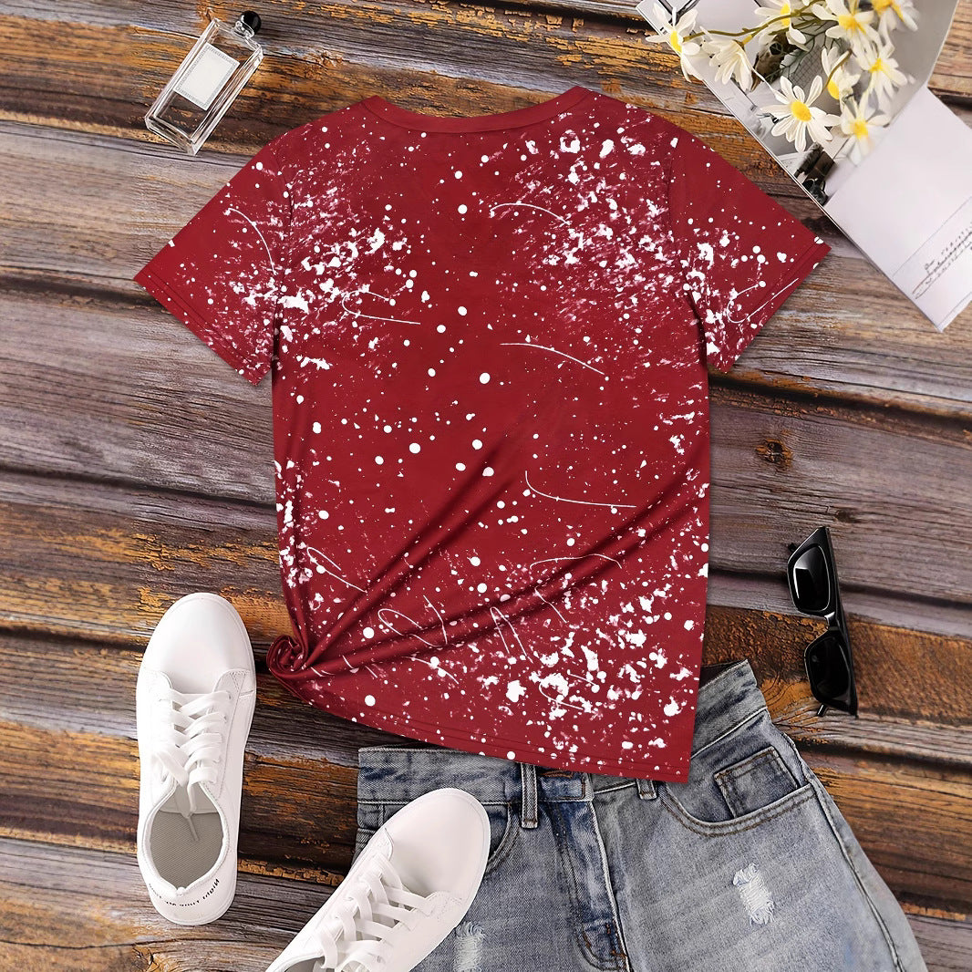 Christmas Cartoon Animal Reindeer Christmas Hat Printed Top