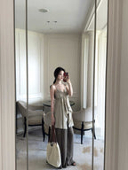 Linen Blended Irregular Vacation Spaghetti Straps Vest