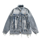 Punk Old Wash Cat Beard Denim Jacket