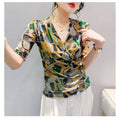 Casual Retro Standard Half Sleeve Regular V-neck All-match Bottoming Shirt