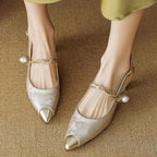 Ankle-strap Stilettos Sandals Pointed Toe Mid Heel Women's Summer